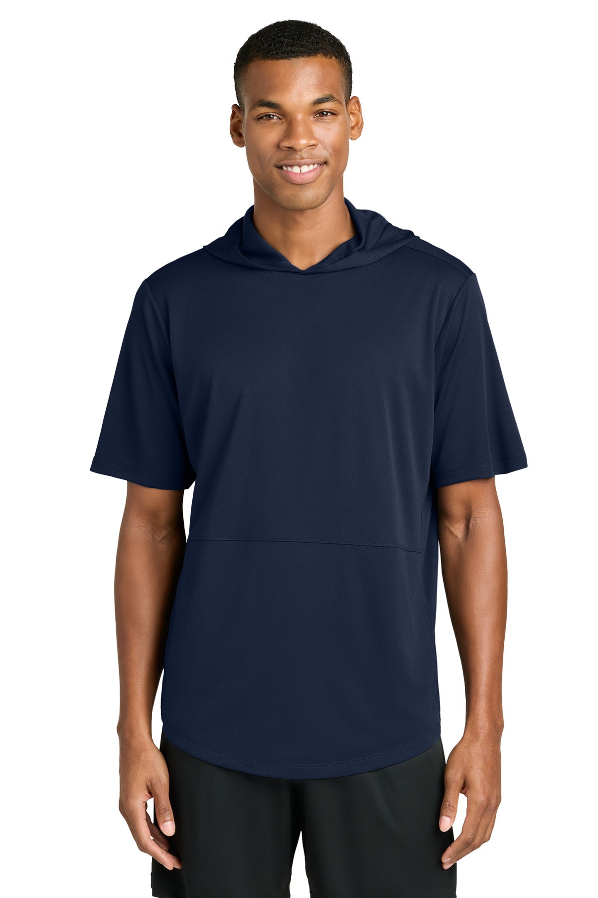 Custom True Navy Club Short Sleeve Hoodie ST445, personalized by SanCanDo Swag in Argyle, TX