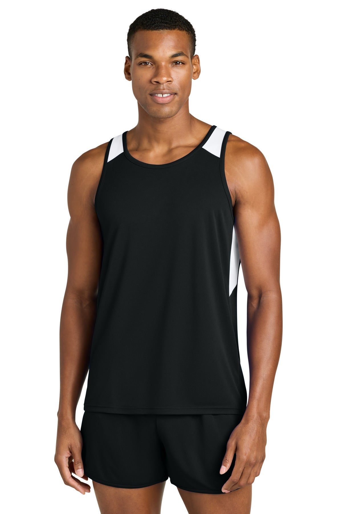 Custom Black/ White Club Track Tank ST446, personalized by SanCanDo Swag in Argyle, TX