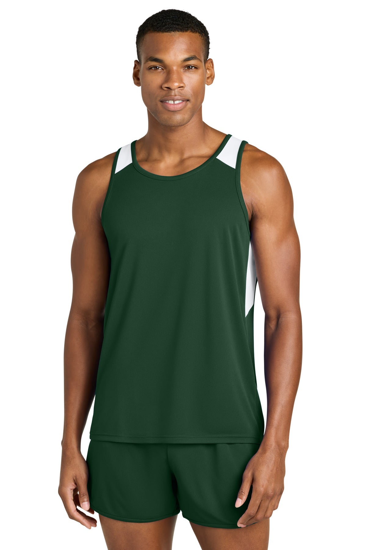 Custom Forest Green/ White Club Track Tank ST446, personalized by SanCanDo Swag in Argyle, TX