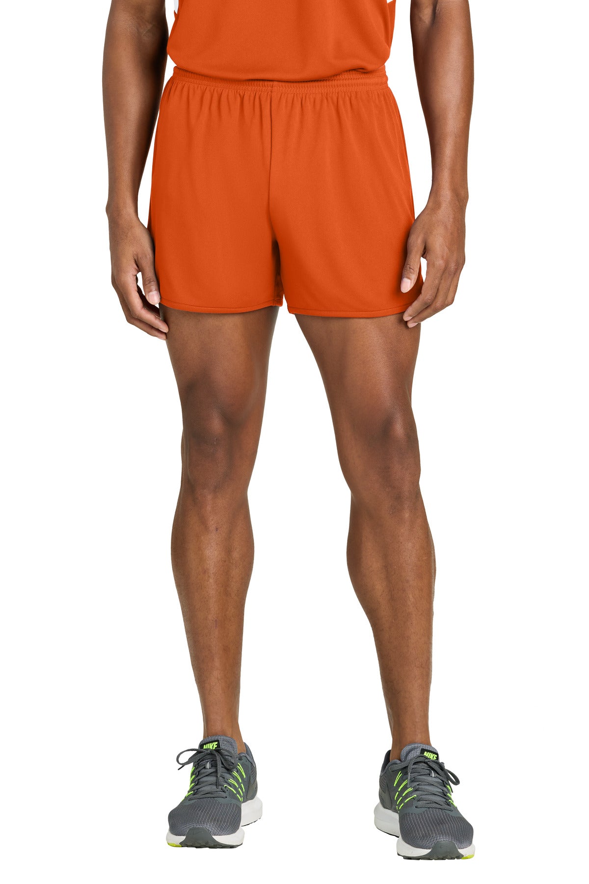 Custom Deep Orange Club 4" Track Short ST447, personalized by SanCanDo Swag in Argyle, TX
