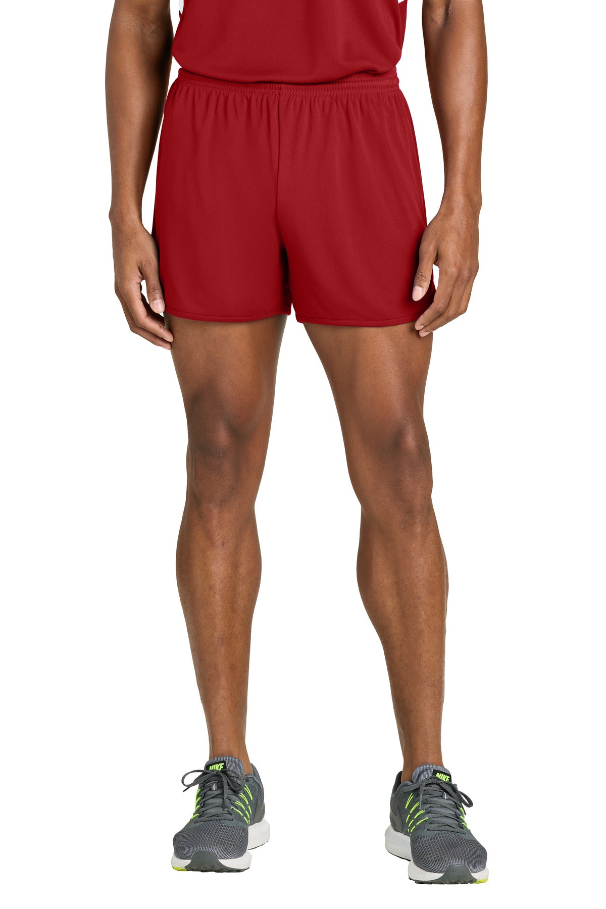 Custom Deep Red Club 4" Track Short ST447, personalized by SanCanDo Swag in Argyle, TX