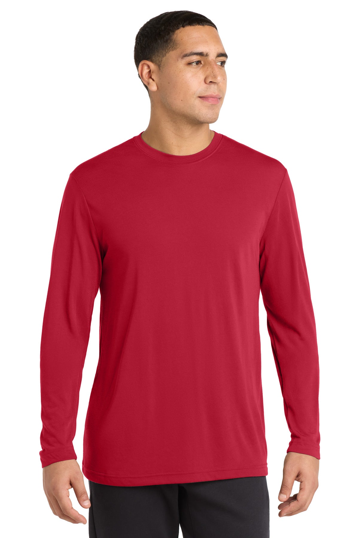 Custom Deep Red Competitor Cotton Touch Tee ST450LS, personalized by SanCanDo Swag in Argyle, TX