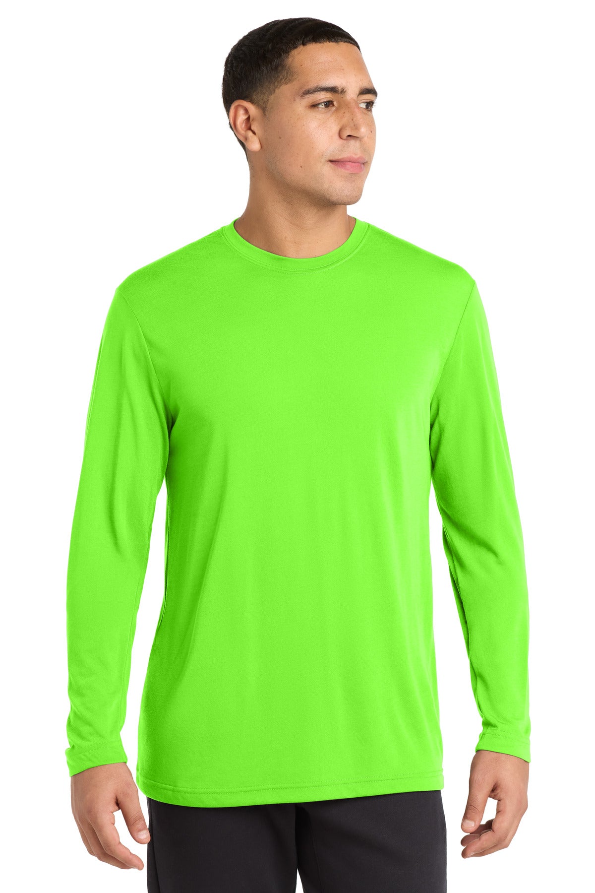 Custom Neon Green Competitor Cotton Touch Tee ST450LS, personalized by SanCanDo Swag in Argyle, TX