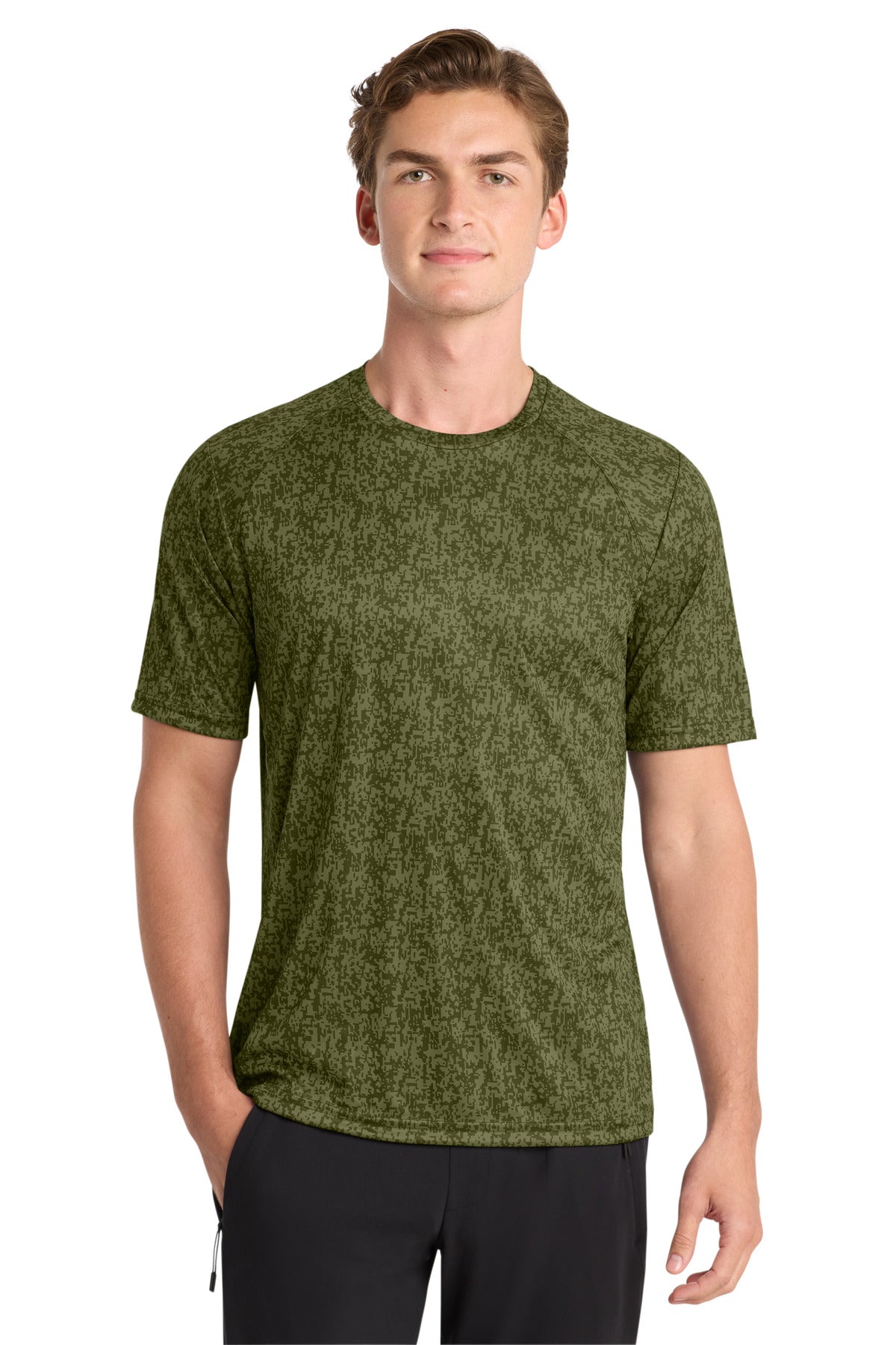 Custom Olive Drab Green Digi Camo Tee ST460, personalized by SanCanDo Swag in Argyle, TX