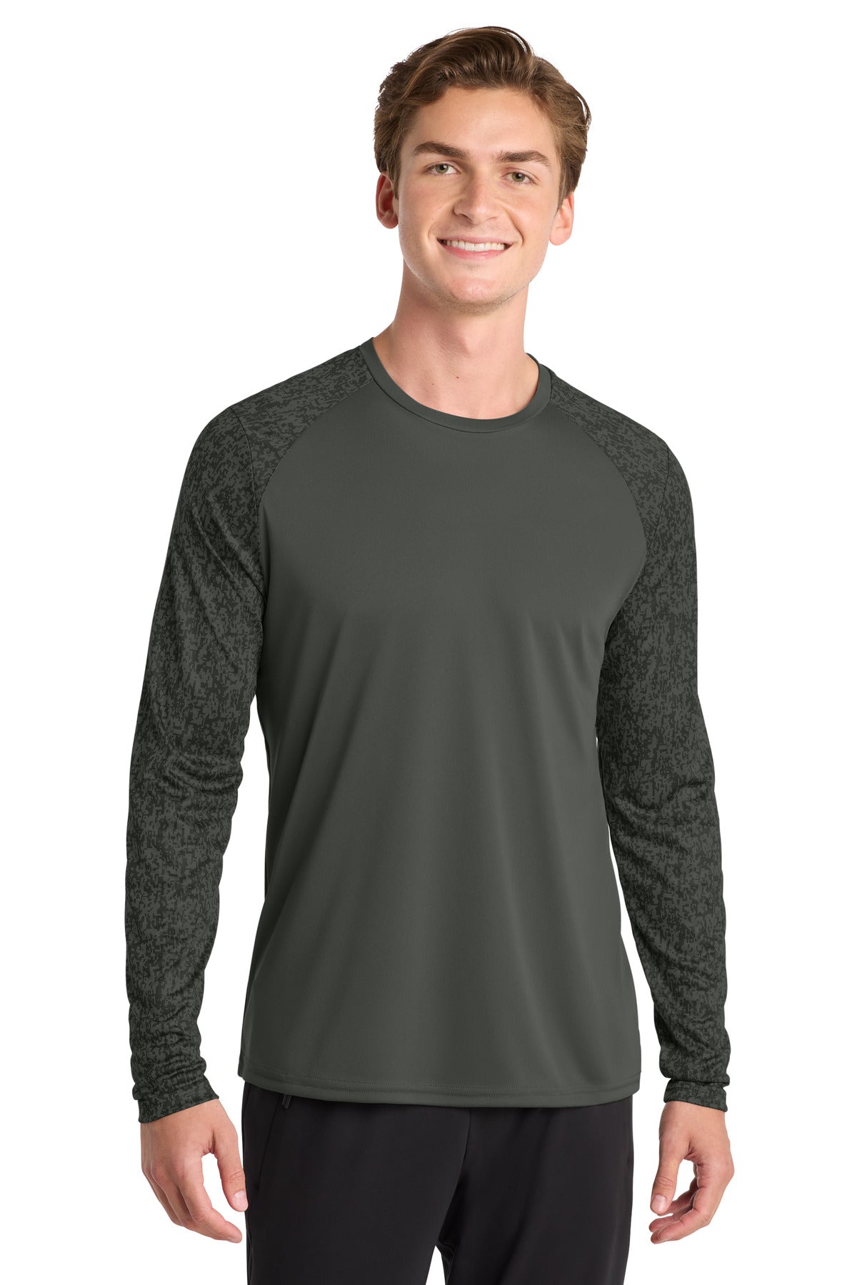 Custom Black Long Sleeve Digi Camo Tee ST460LS, personalized by SanCanDo Swag in Argyle, TX