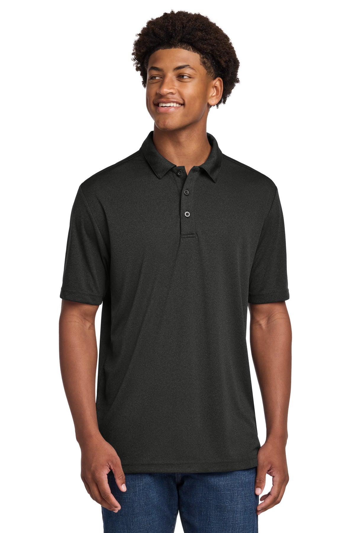 Custom Black Heather Endeavor Polo ST467, personalized by SanCanDo Swag in Argyle, TX