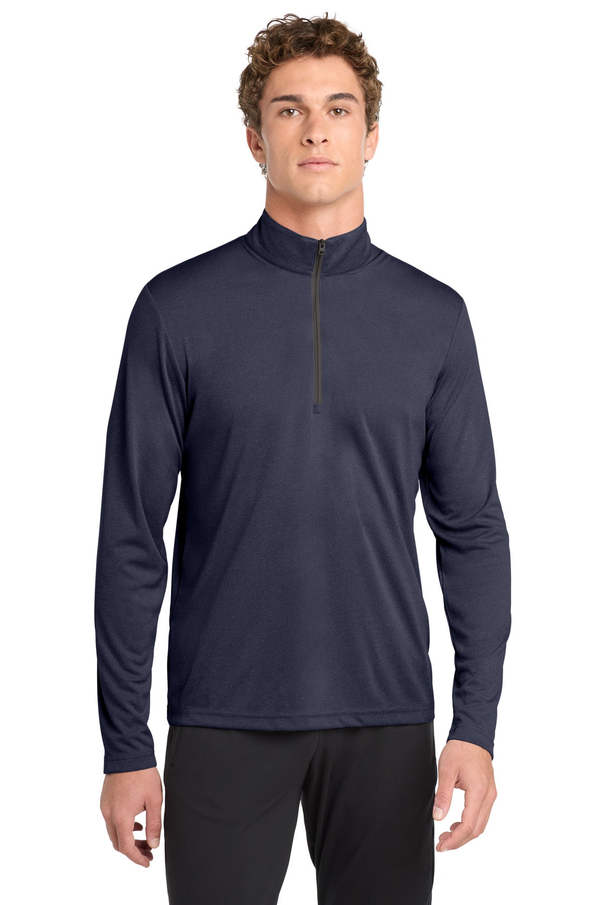 Custom Deep Navy Heather Endeavor 1/2-Zip Pullover ST469, personalized by SanCanDo Swag in Argyle, TX