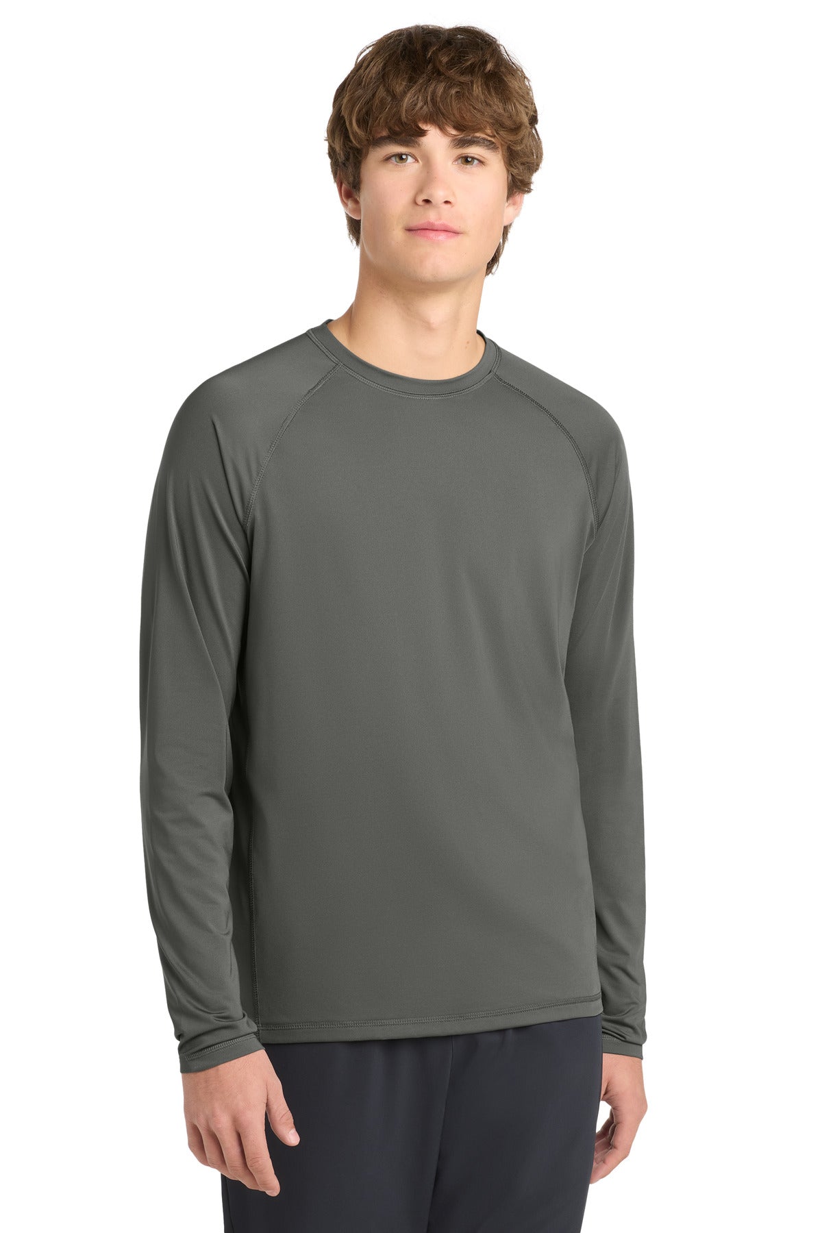 Custom Dark Smoke Grey Long Sleeve Rashguard Tee ST470LS, personalized by SanCanDo Swag in Argyle, TX
