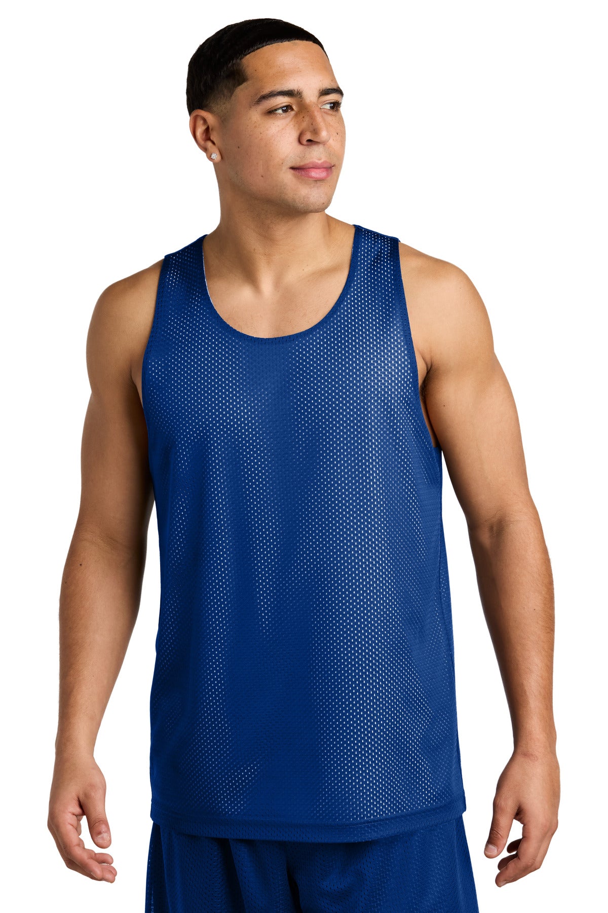 Custom True Royal/ White PosiCharge Reversible Mesh Tank ST5000, personalized by SanCanDo Swag in Argyle, TX