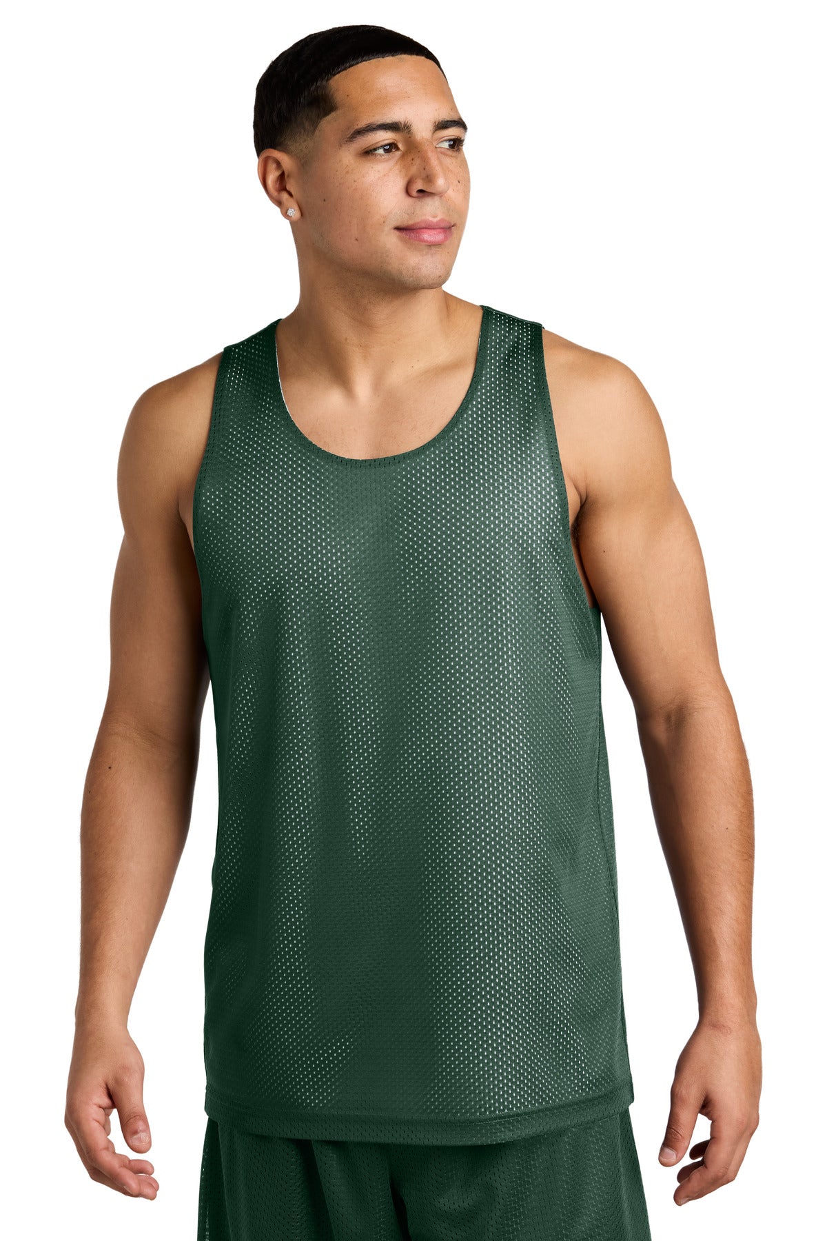 Custom Forest Green/ White PosiCharge Reversible Mesh Tank ST5000, personalized by SanCanDo Swag in Argyle, TX