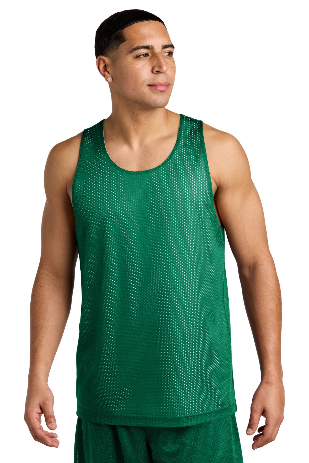 Custom Kelly Green/ White PosiCharge Reversible Mesh Tank ST5000, personalized by SanCanDo Swag in Argyle, TX
