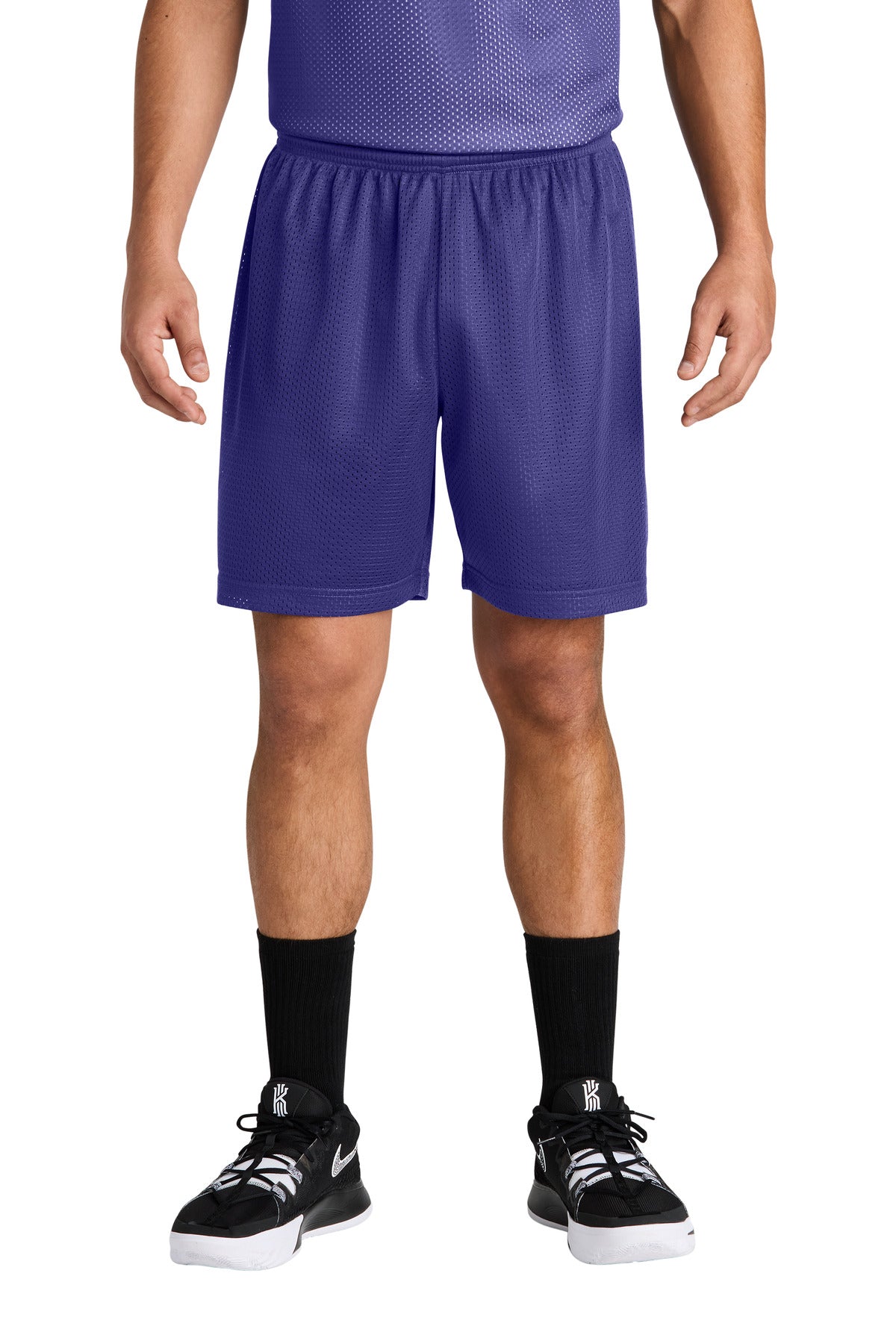 Custom Purple PosiCharge Mesh 7" Short ST5100, personalized by SanCanDo Swag in Argyle, TX