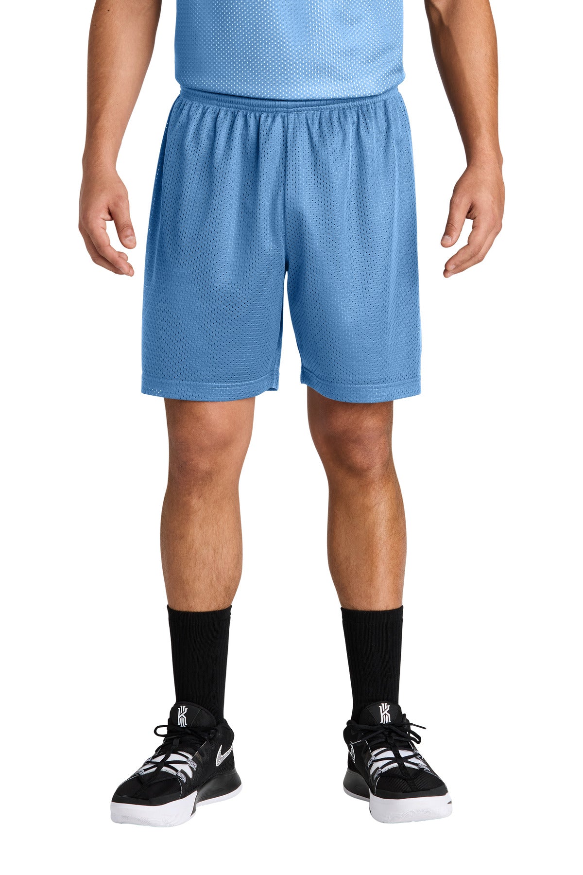 Custom Carolina Blue PosiCharge Mesh 7" Short ST5100, personalized by SanCanDo Swag in Argyle, TX