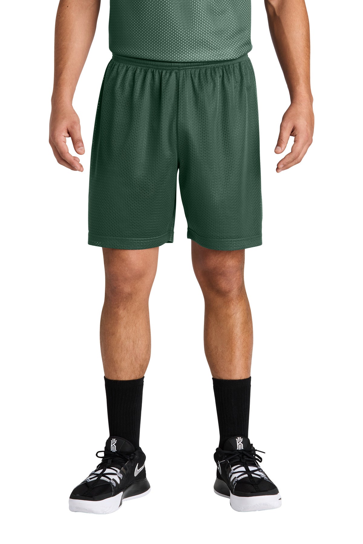 Custom Forest Green PosiCharge Mesh 7" Short ST5100, personalized by SanCanDo Swag in Argyle, TX