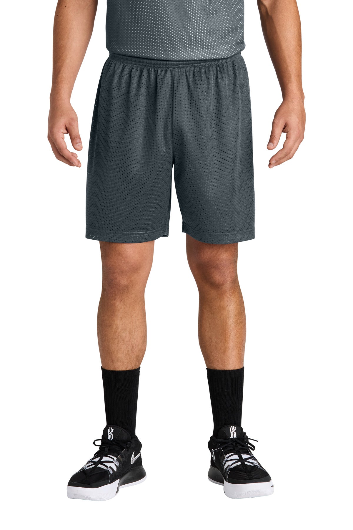 Custom Iron Grey PosiCharge Mesh 7" Short ST5100, personalized by SanCanDo Swag in Argyle, TX