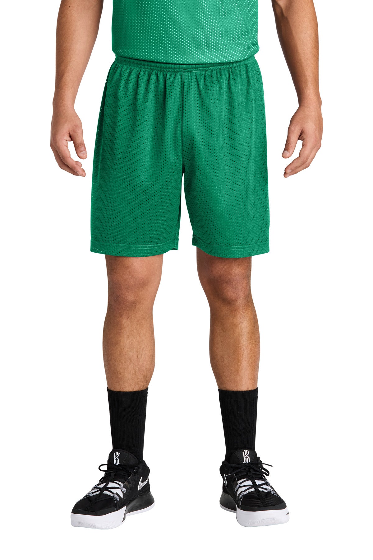 Custom Kelly Green PosiCharge Mesh 7" Short ST5100, personalized by SanCanDo Swag in Argyle, TX