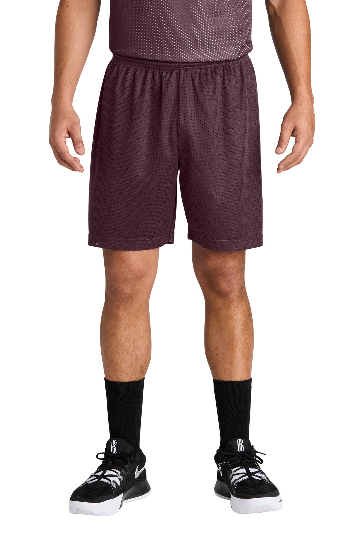 Custom Maroon PosiCharge Mesh 7" Short ST5100, personalized by SanCanDo Swag in Argyle, TX