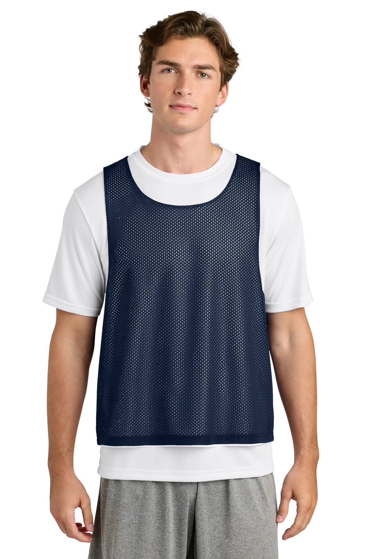 Custom True Navy/ White Lacrosse Reversible Pinnie ST512, personalized by SanCanDo Swag in Argyle, TX