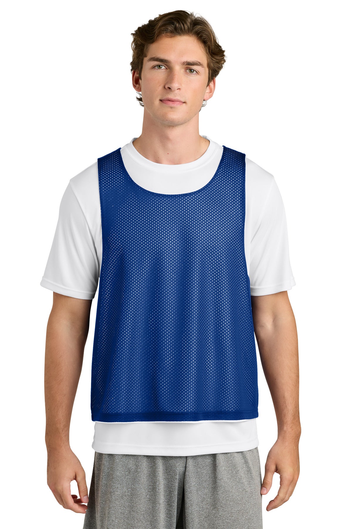 Custom True Royal/ White Lacrosse Reversible Pinnie ST512, personalized by SanCanDo Swag in Argyle, TX