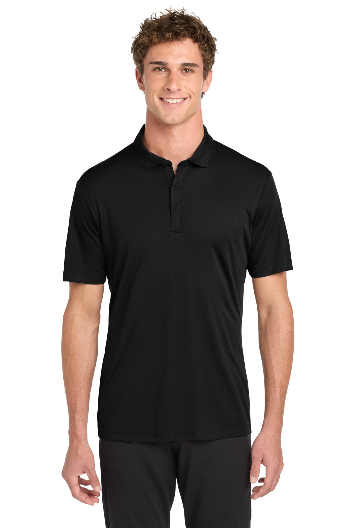 Custom Black Posi-UV Pro Polo ST520, personalized by SanCanDo Swag in Argyle, TX