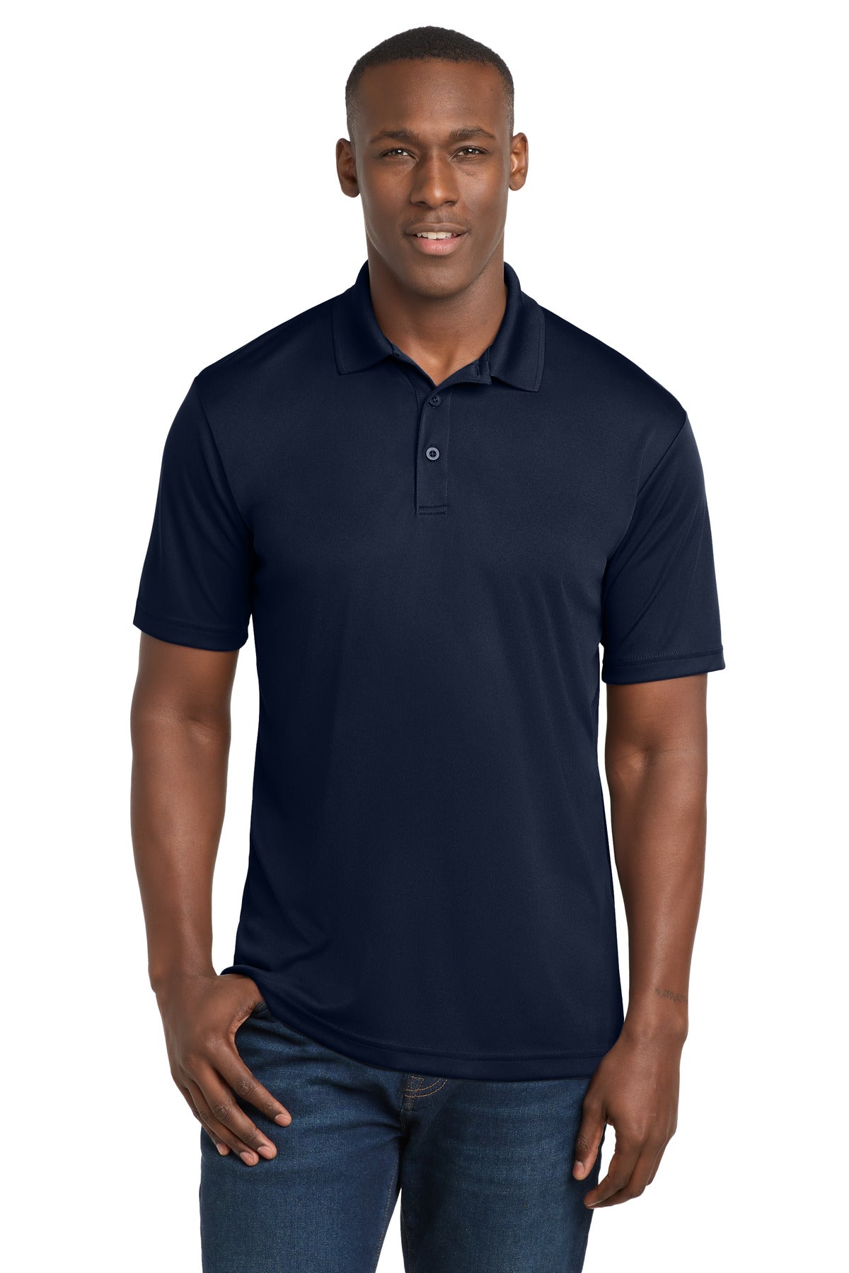 Custom True Navy PosiCharge Competitor Polo ST550, personalized by SanCanDo Swag in Argyle, TX