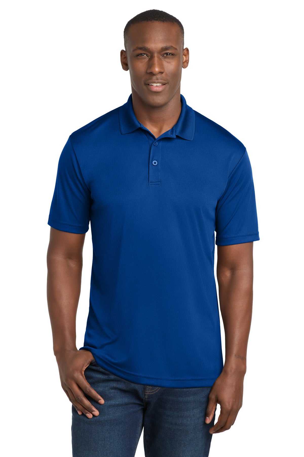Custom True Royal PosiCharge Competitor Polo ST550, personalized by SanCanDo Swag in Argyle, TX