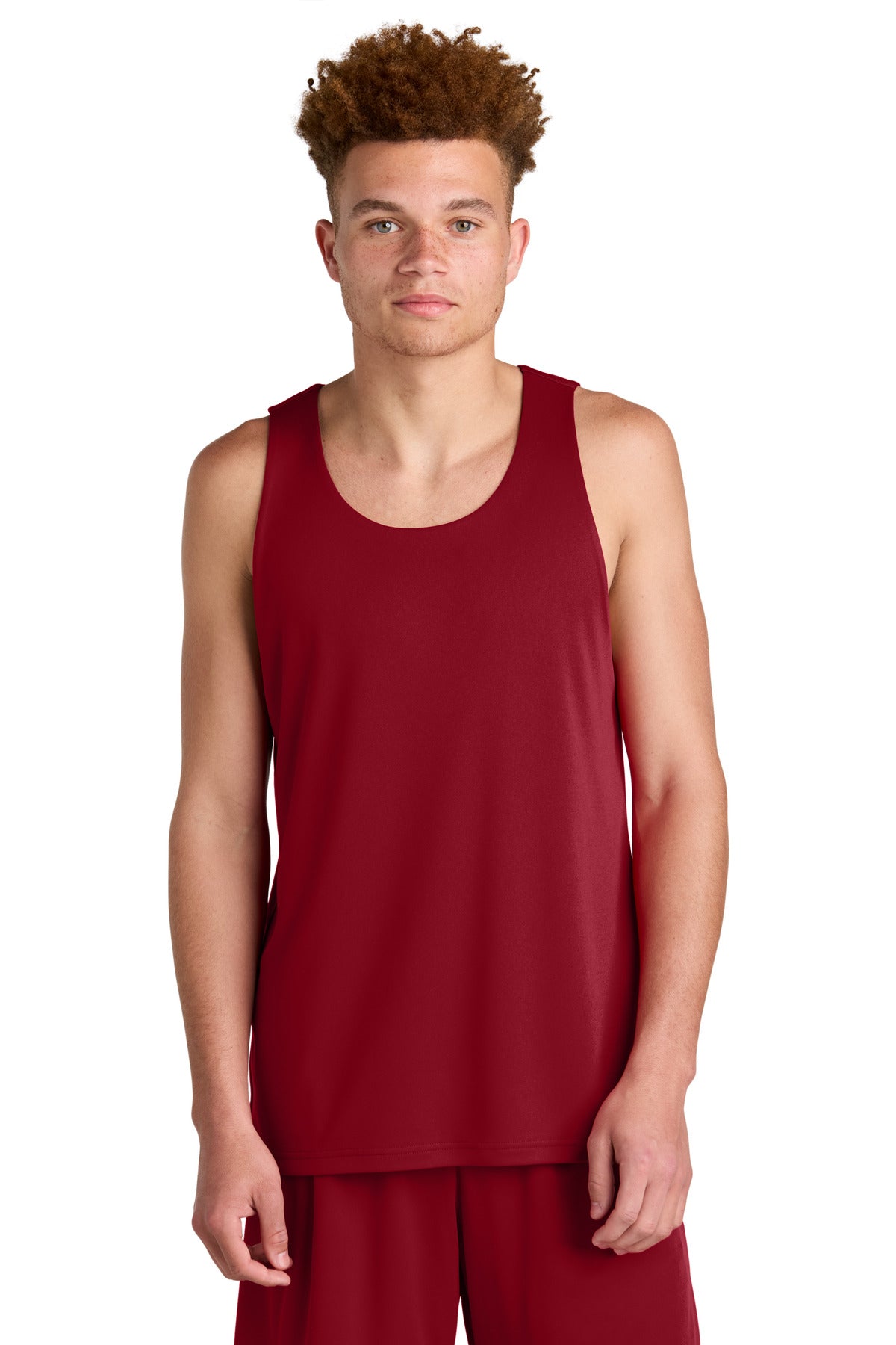 Custom Deep Red/ Black PosiCharge Competitor Rev Tank ST551, personalized by SanCanDo Swag in Argyle, TX