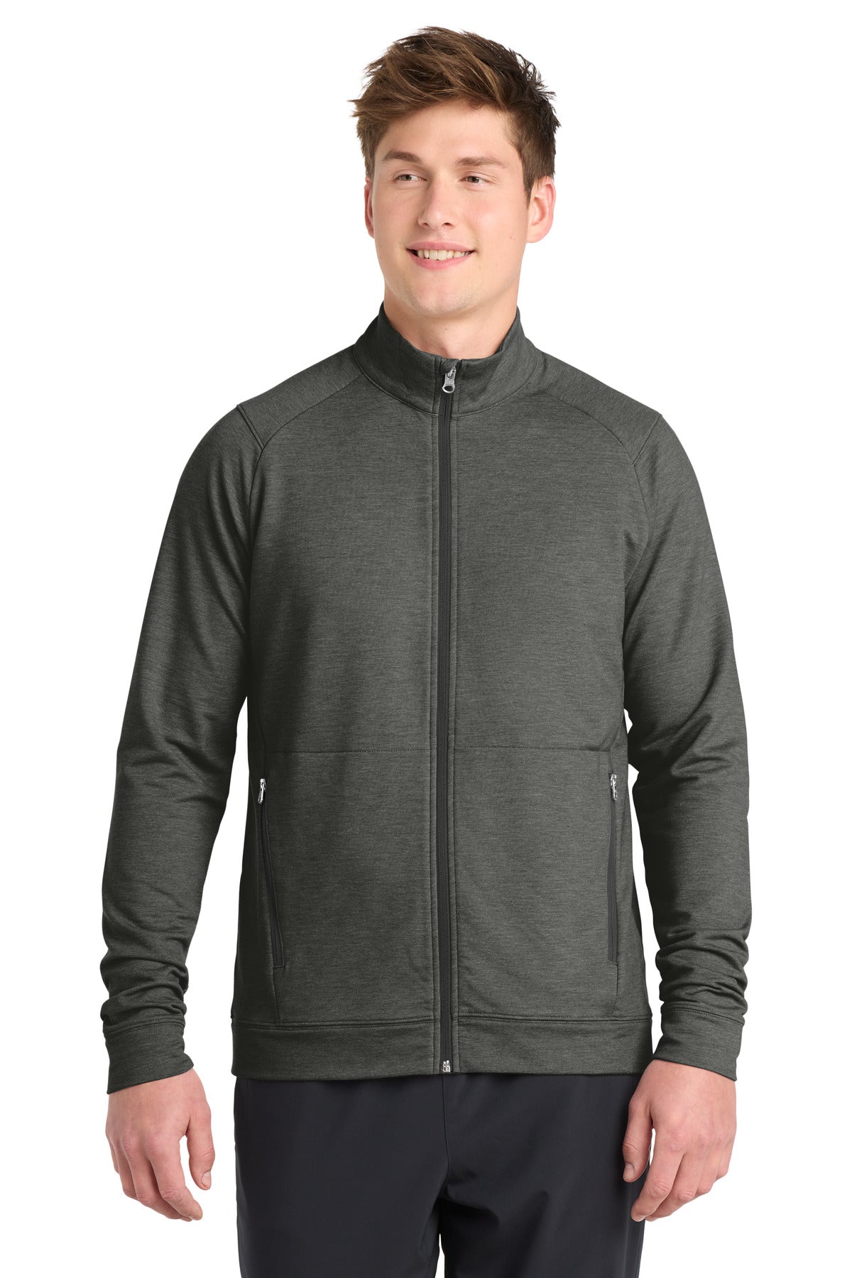 Custom Dark Grey Heather Sport-Wick Flex Fleece Full-Zip ST560, personalized by SanCanDo Swag in Argyle, TX