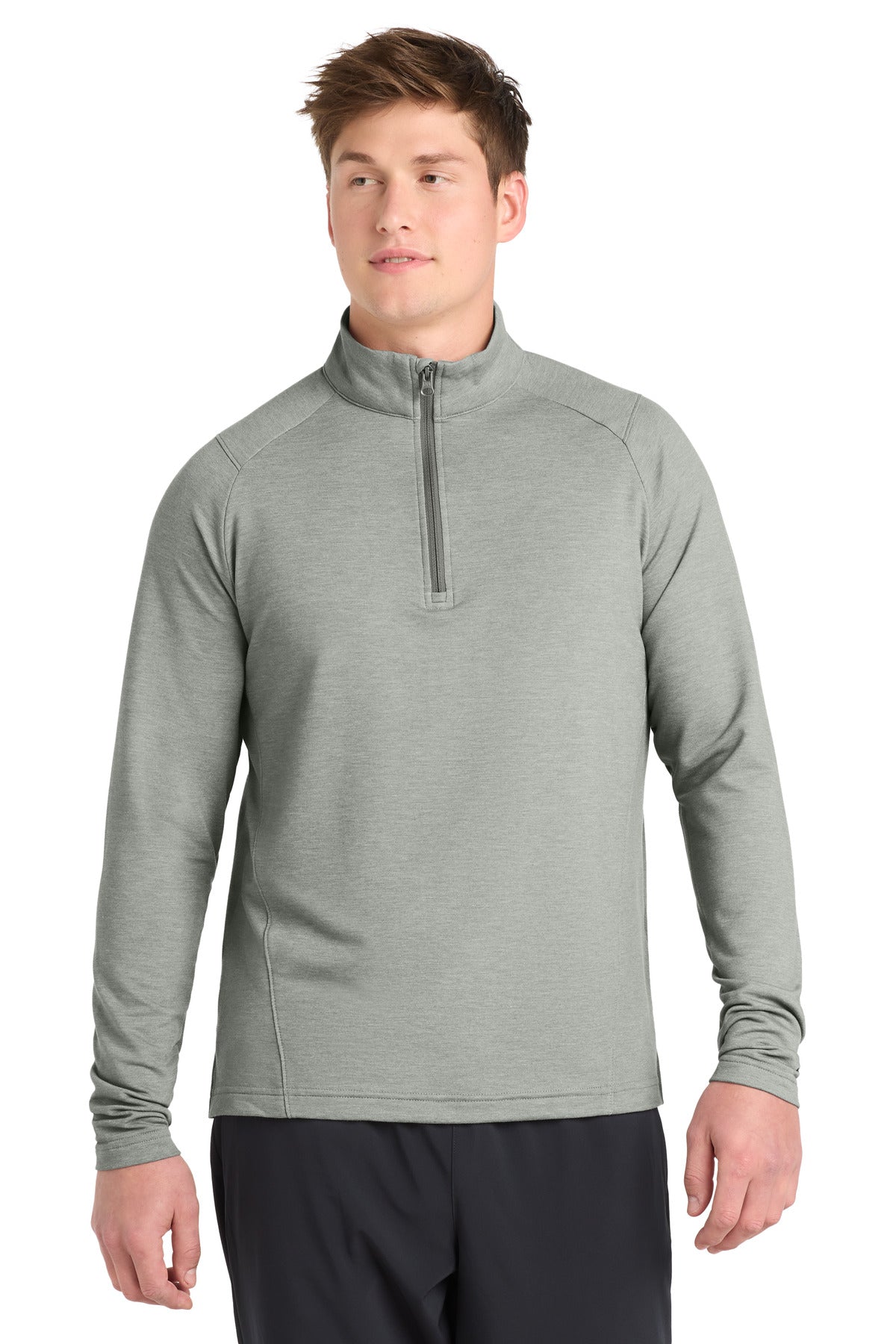 Custom Light Grey Heather Sport-Wick Flex Fleece 1/4-Zip ST561, personalized by SanCanDo Swag in Argyle, TX