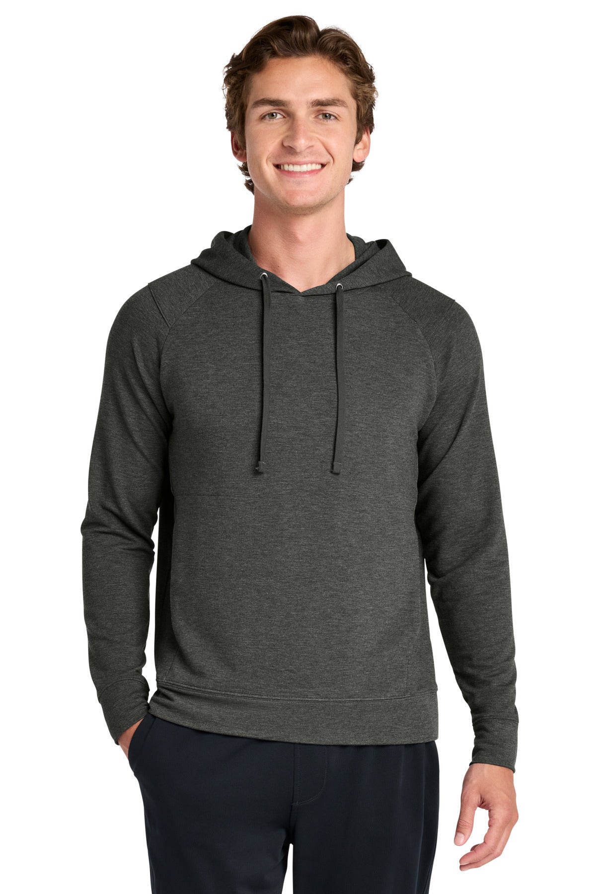 Custom Dark Grey Heather Sport-Wick Flex Fleece Pullover Hoodie ST562, personalized by SanCanDo Swag in Argyle, TX