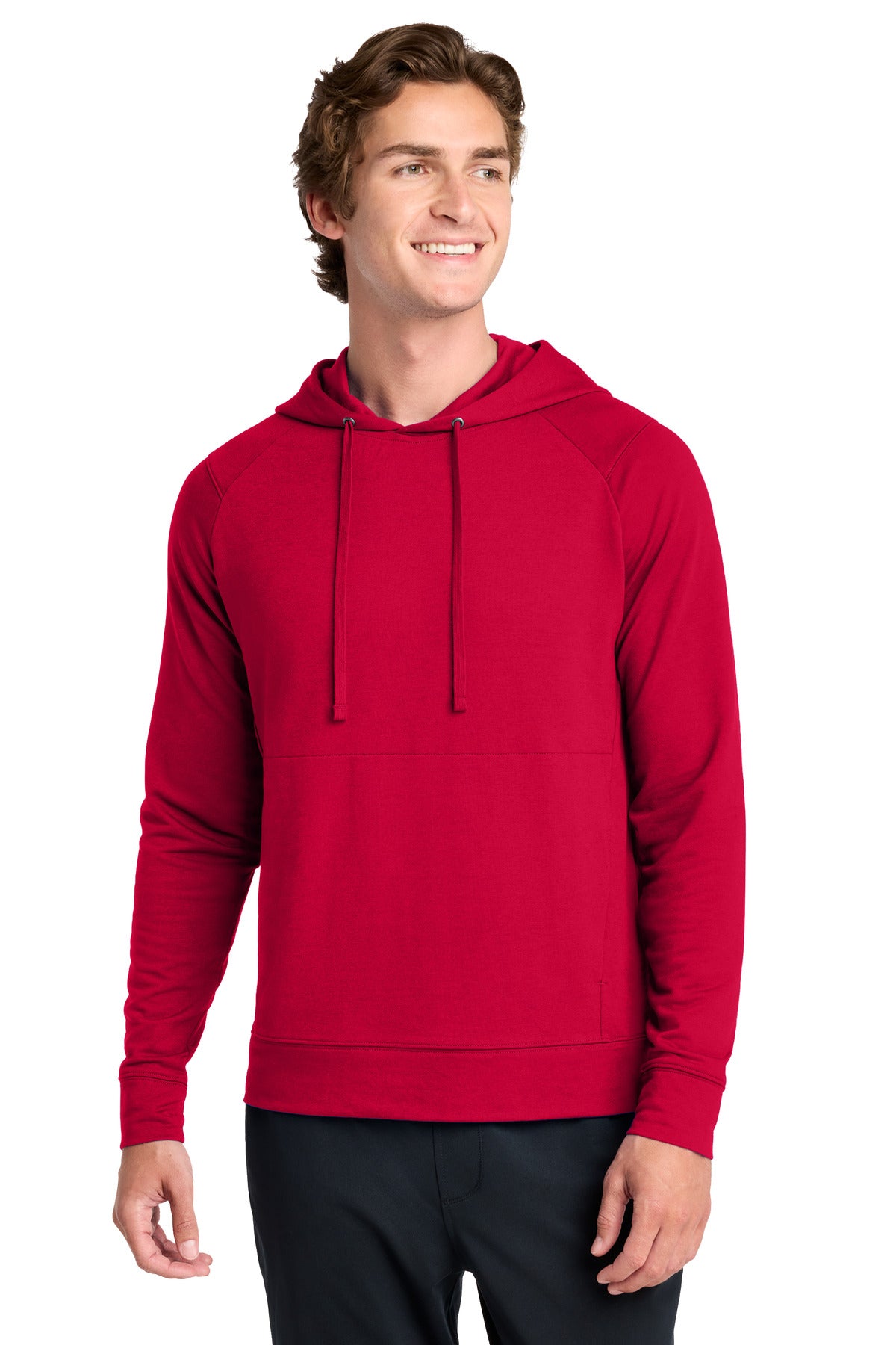 Custom Deep Red Sport-Wick Flex Fleece Pullover Hoodie ST562, personalized by SanCanDo Swag in Argyle, TX