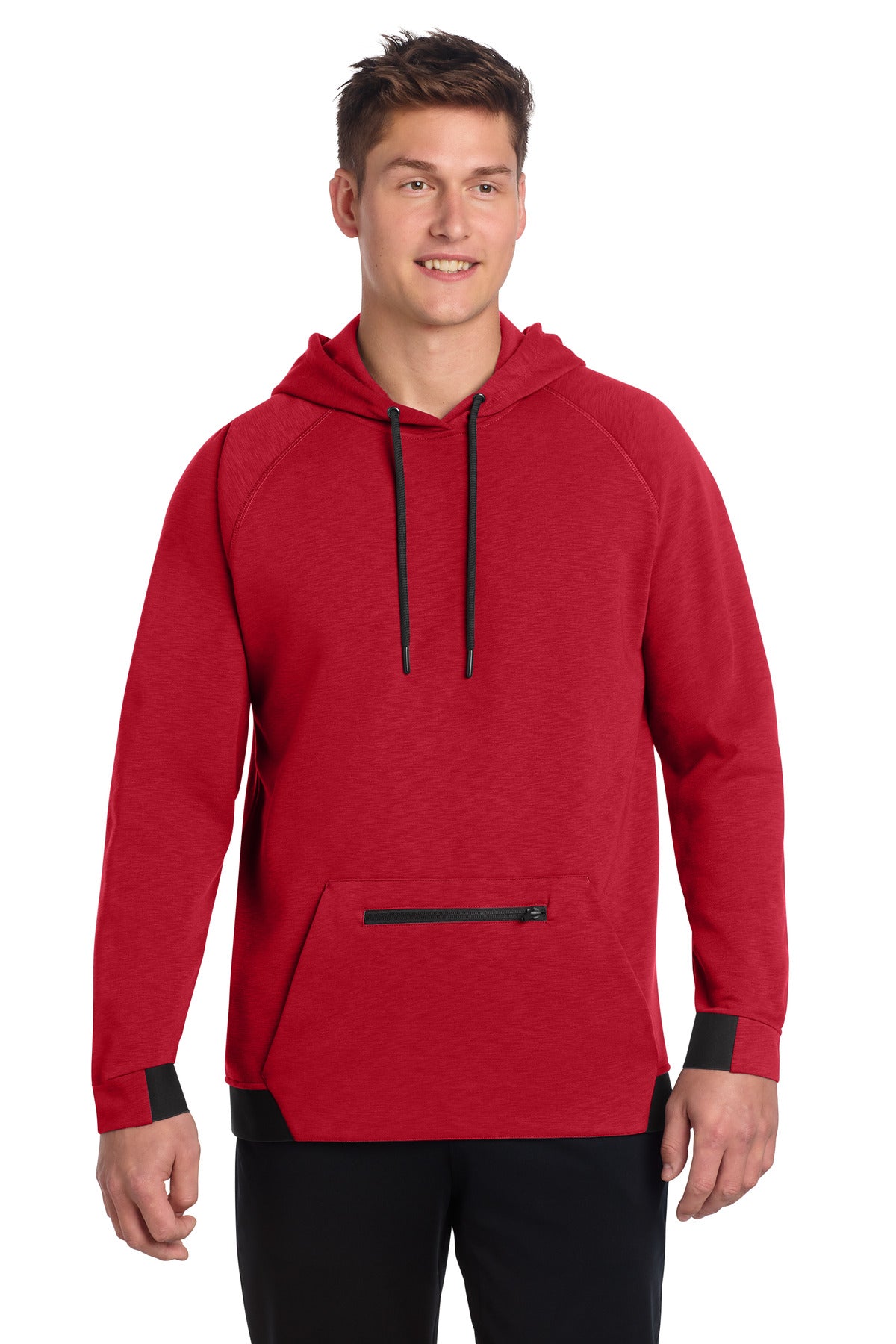Custom Deep Red PosiCharge Strive Hooded Pullover ST571, personalized by SanCanDo Swag in Argyle, TX