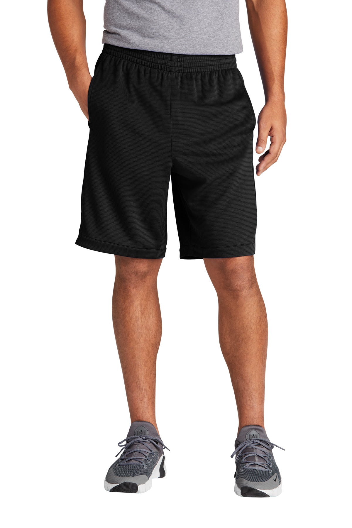 Custom Black PosiCharge Position Short with Pockets ST575, personalized by SanCanDo Swag in Argyle, TX