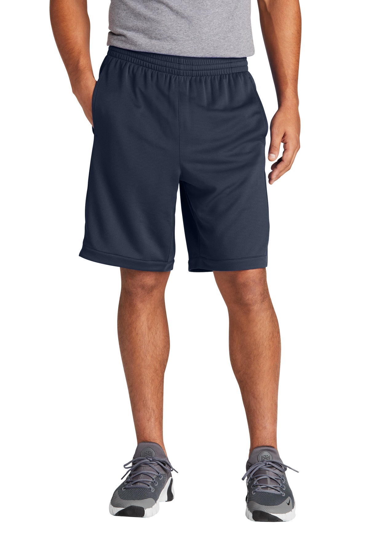 Custom True Navy PosiCharge Position Short with Pockets ST575, personalized by SanCanDo Swag in Argyle, TX