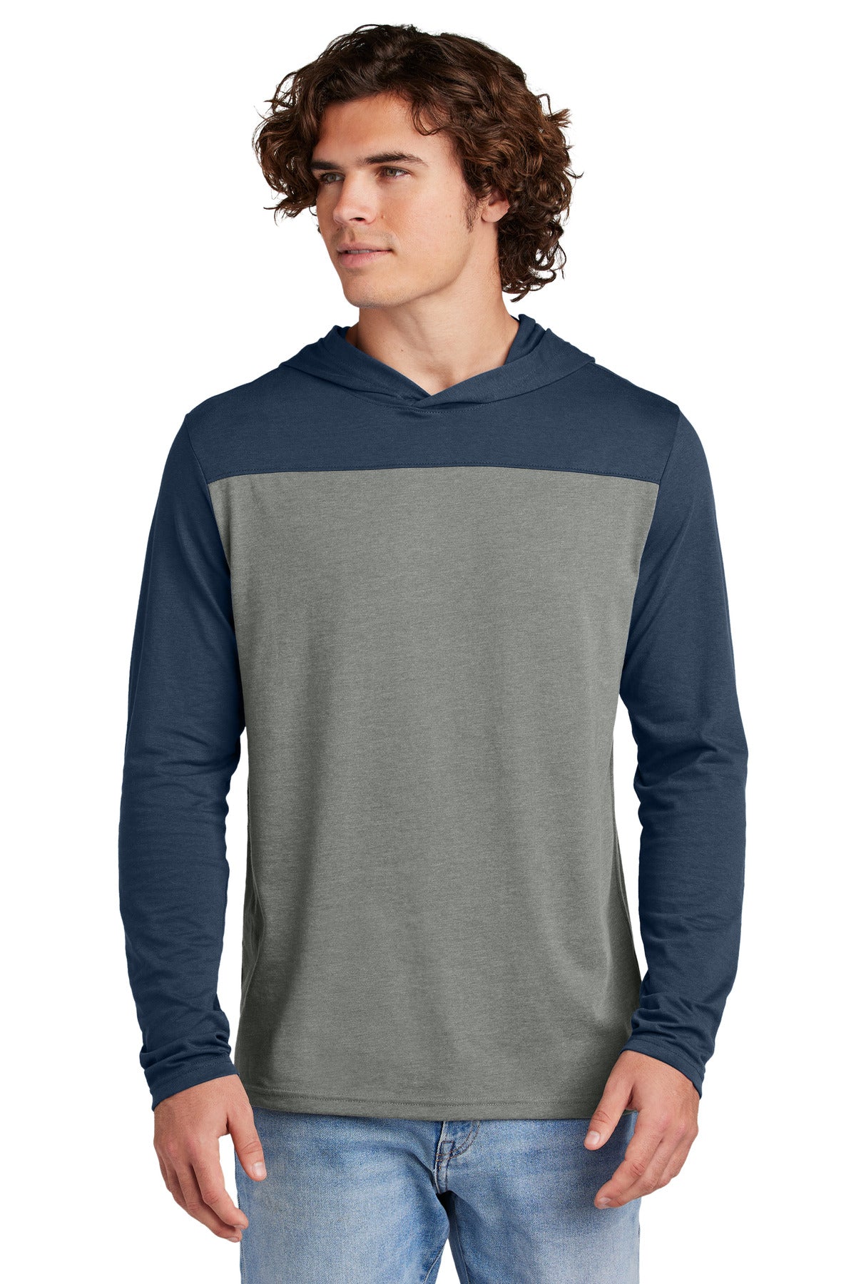 Custom True Navy/ Vintage Heather Halftime Long Sleeve Hoodie ST6044, personalized by SanCanDo Swag in Argyle, TX