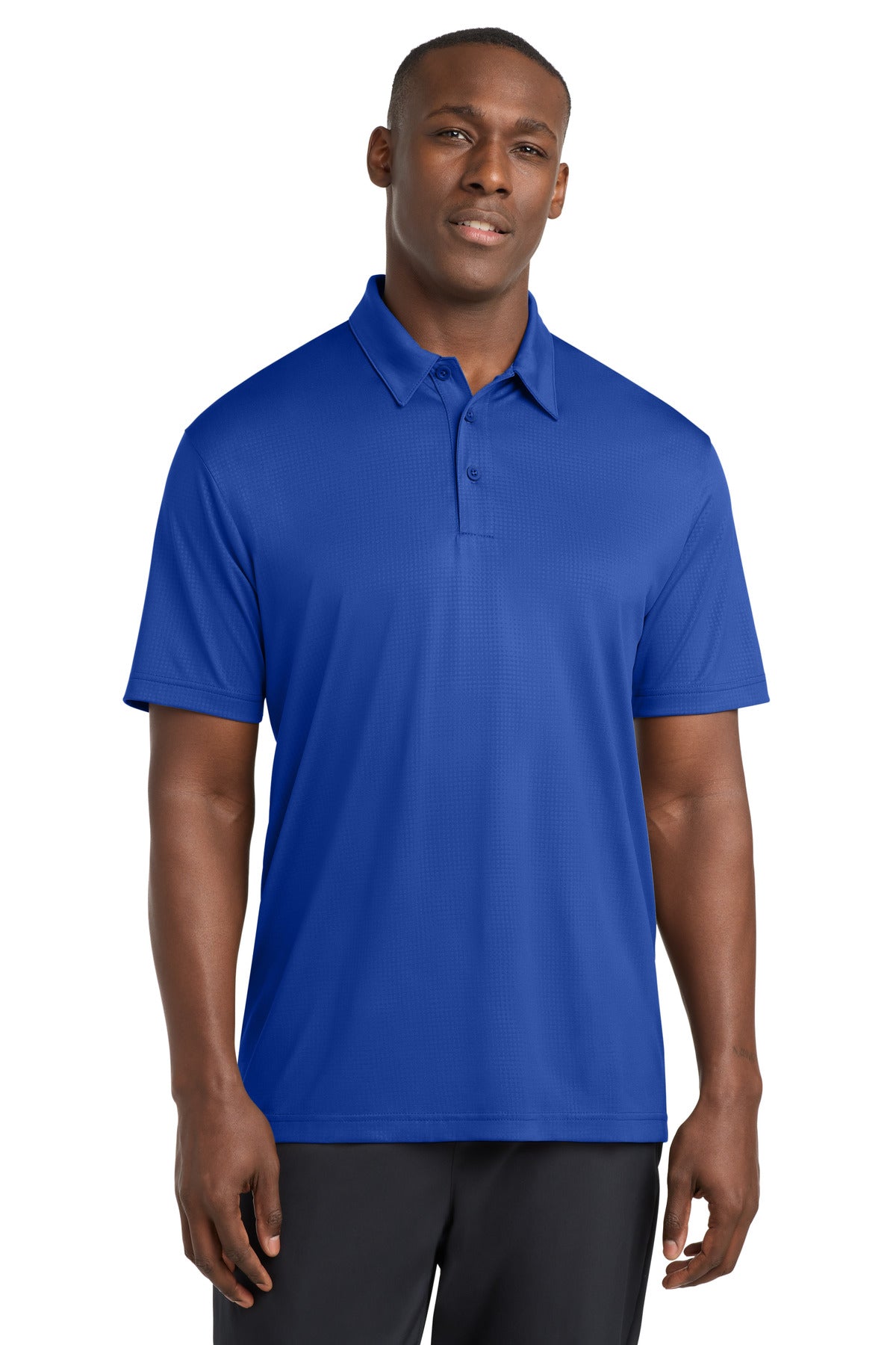 Custom True Royal Embossed PosiCharge Tough Polo ST630, personalized by SanCanDo Swag in Argyle, TX
