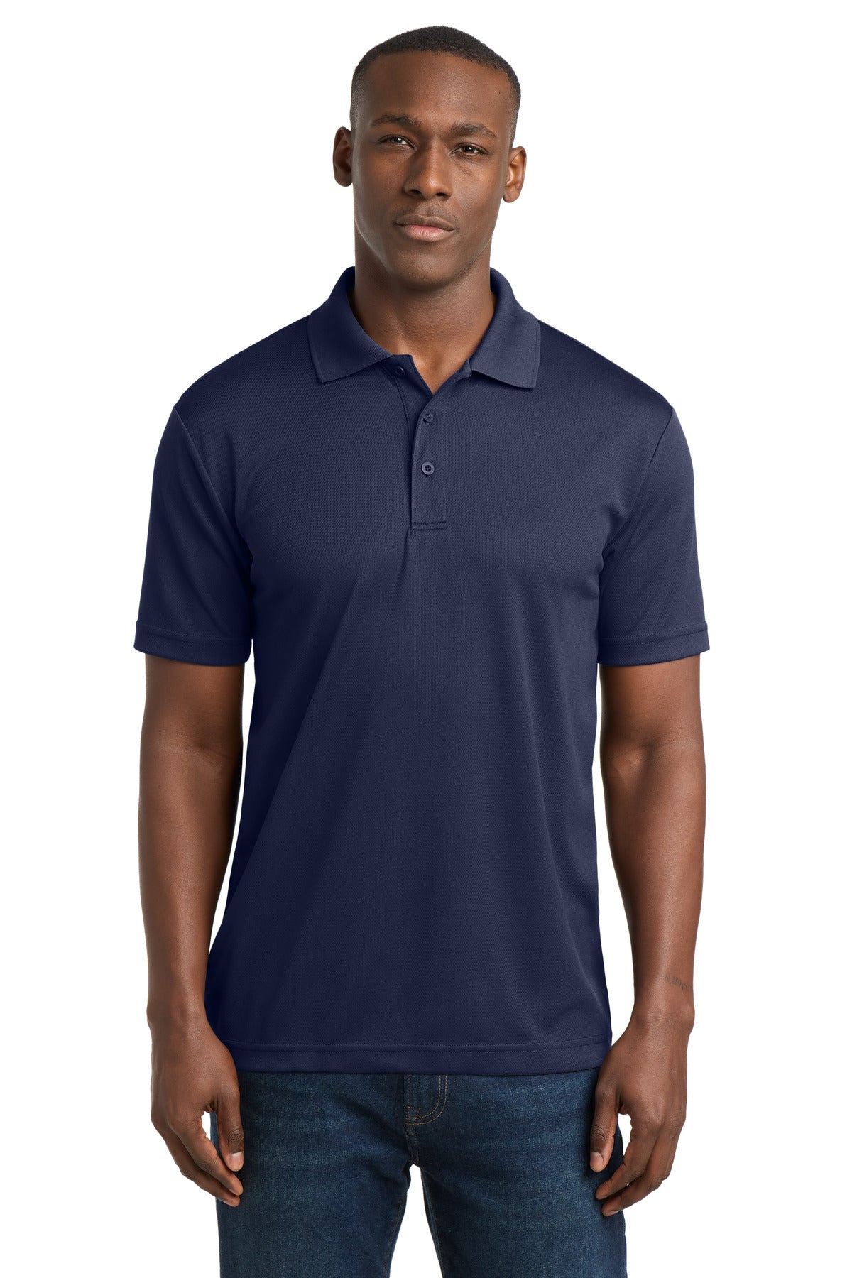 Custom True Navy PosiCharge RacerMesh Polo ST640, personalized by SanCanDo Swag in Argyle, TX