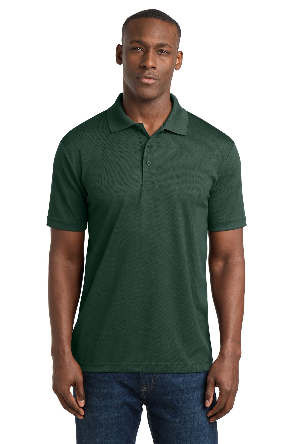 Custom Dark Forest Green PosiCharge RacerMesh Polo ST640, personalized by SanCanDo Swag in Argyle, TX