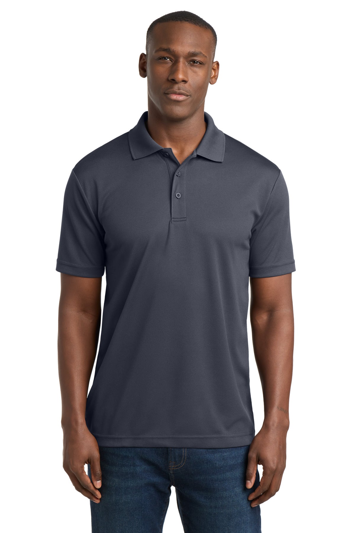 Custom Graphite PosiCharge RacerMesh Polo ST640, personalized by SanCanDo Swag in Argyle, TX