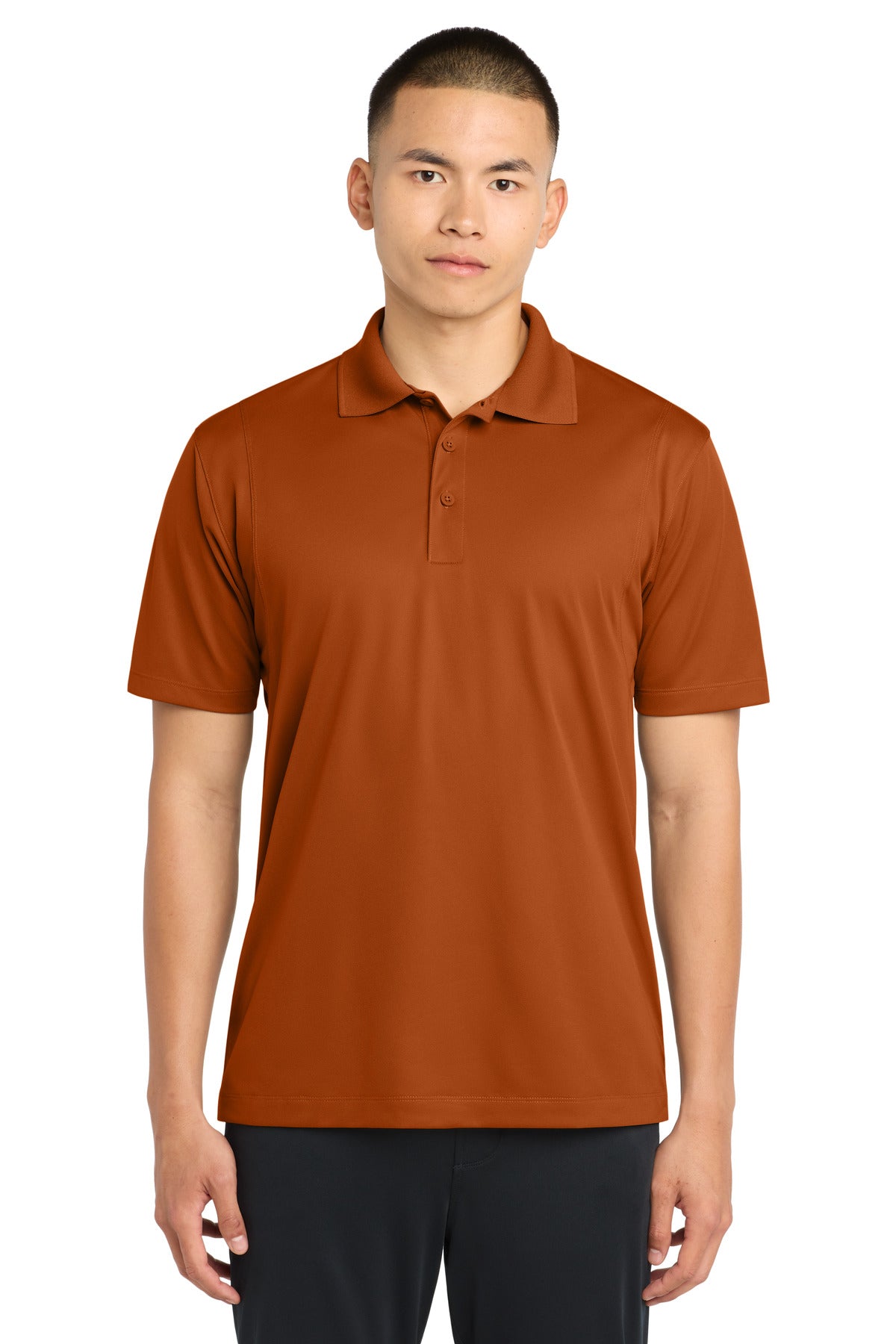 Custom Texas Orange Micropique Sport-Wick Polo ST650, personalized by SanCanDo Swag in Argyle, TX