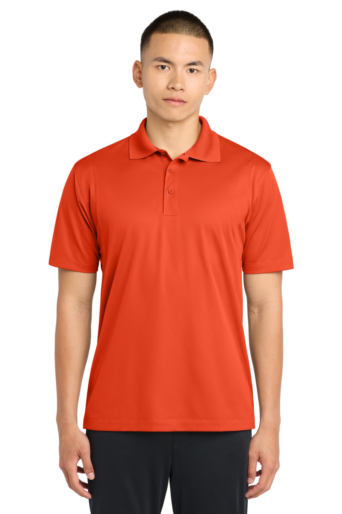 Custom Deep Orange Micropique Sport-Wick Polo ST650, personalized by SanCanDo Swag in Argyle, TX