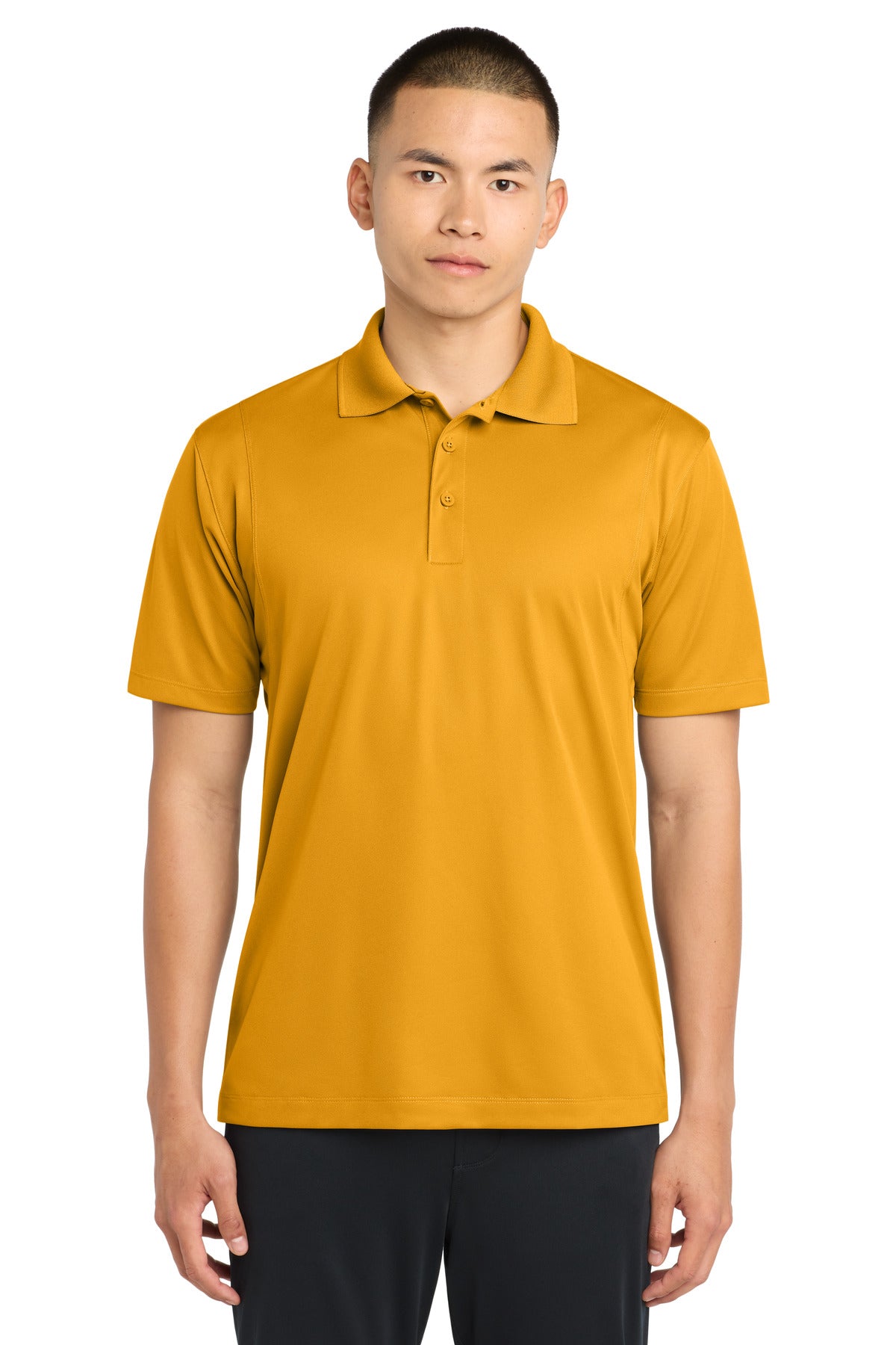 Custom Gold Micropique Sport-Wick Polo ST650, personalized by SanCanDo Swag in Argyle, TX