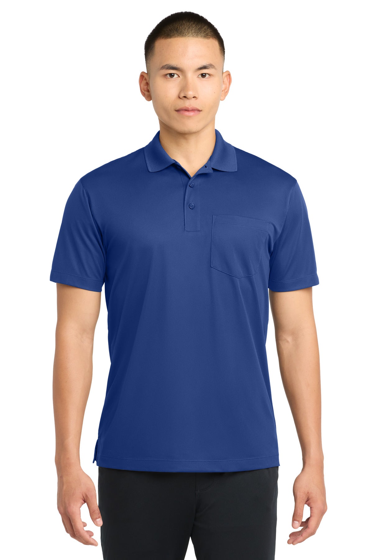 Custom True Royal Micropique Sport-Wick Pocket Polo ST651, personalized by SanCanDo Swag in Argyle, TX