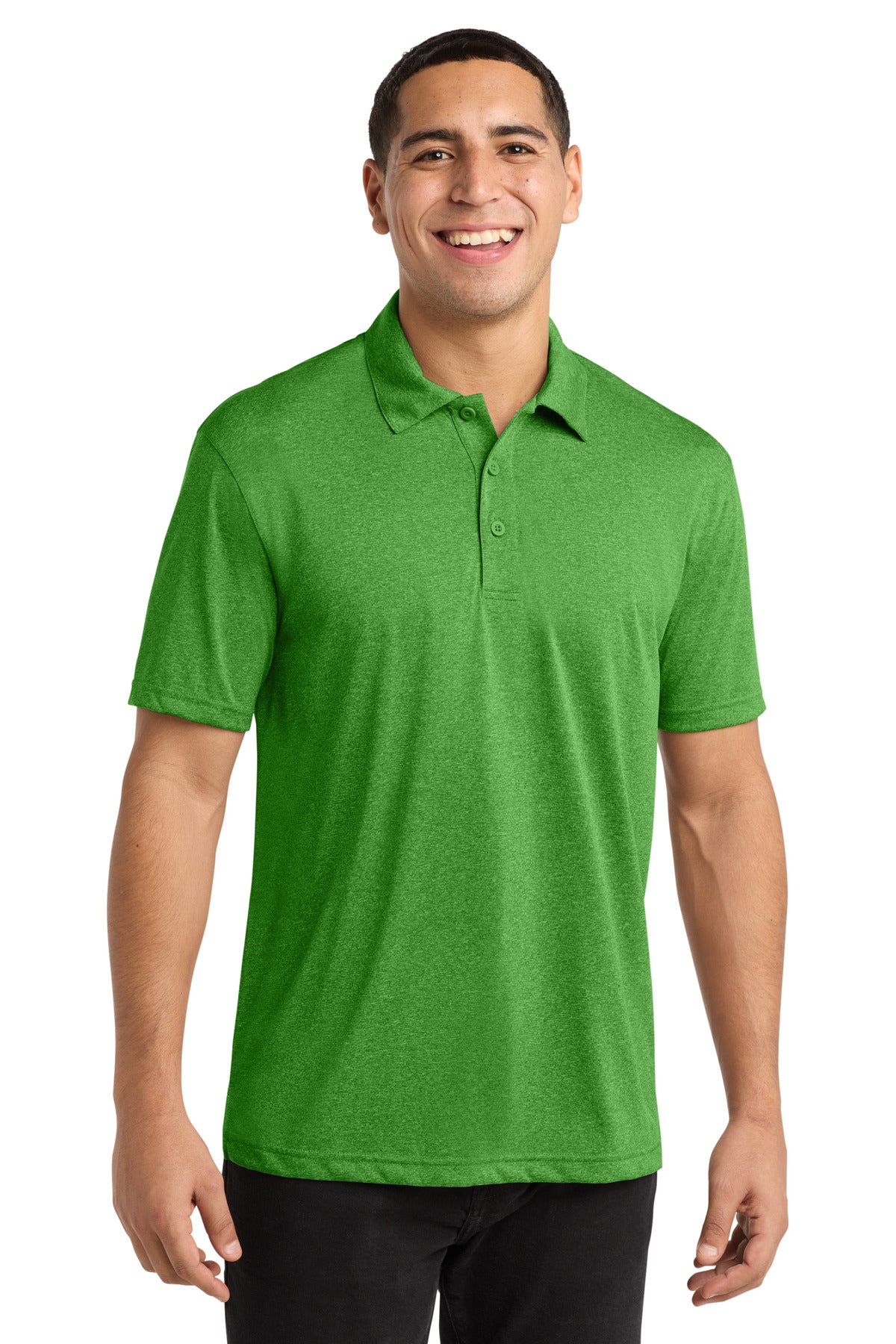 Custom Turf Green Heather Heather Contender Polo ST660, personalized by SanCanDo Swag in Argyle, TX