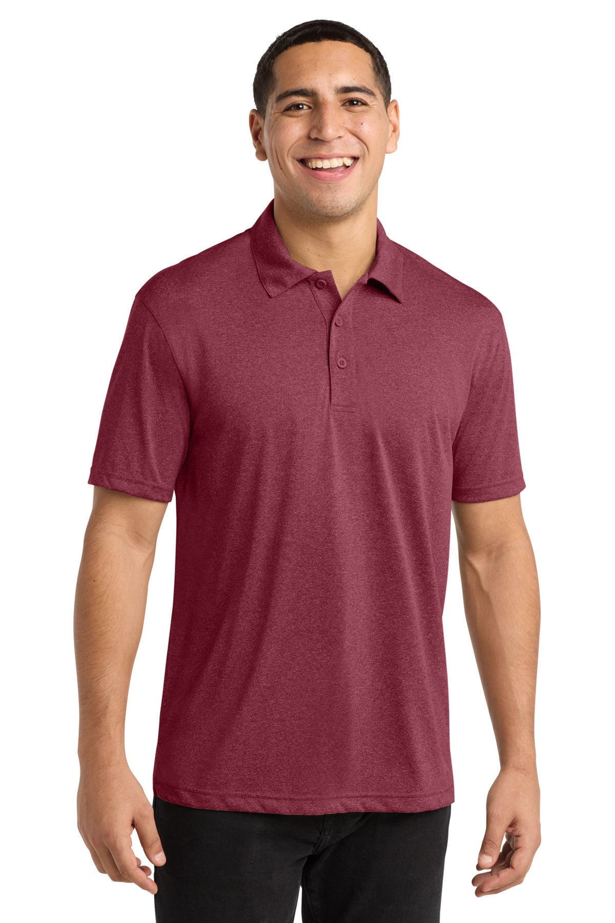 Custom Cardinal Heather Heather Contender Polo ST660, personalized by SanCanDo Swag in Argyle, TX