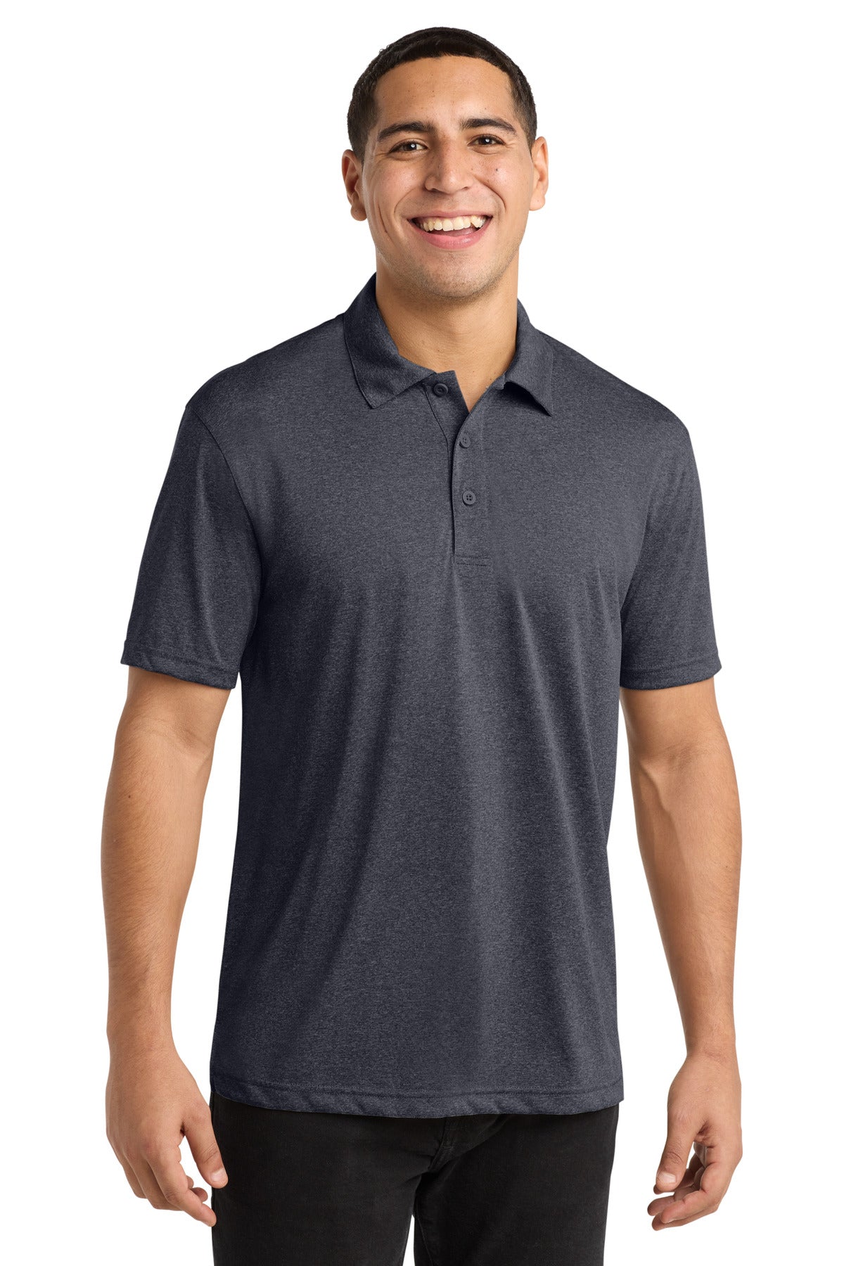 Custom Graphite Heather Heather Contender Polo ST660, personalized by SanCanDo Swag in Argyle, TX