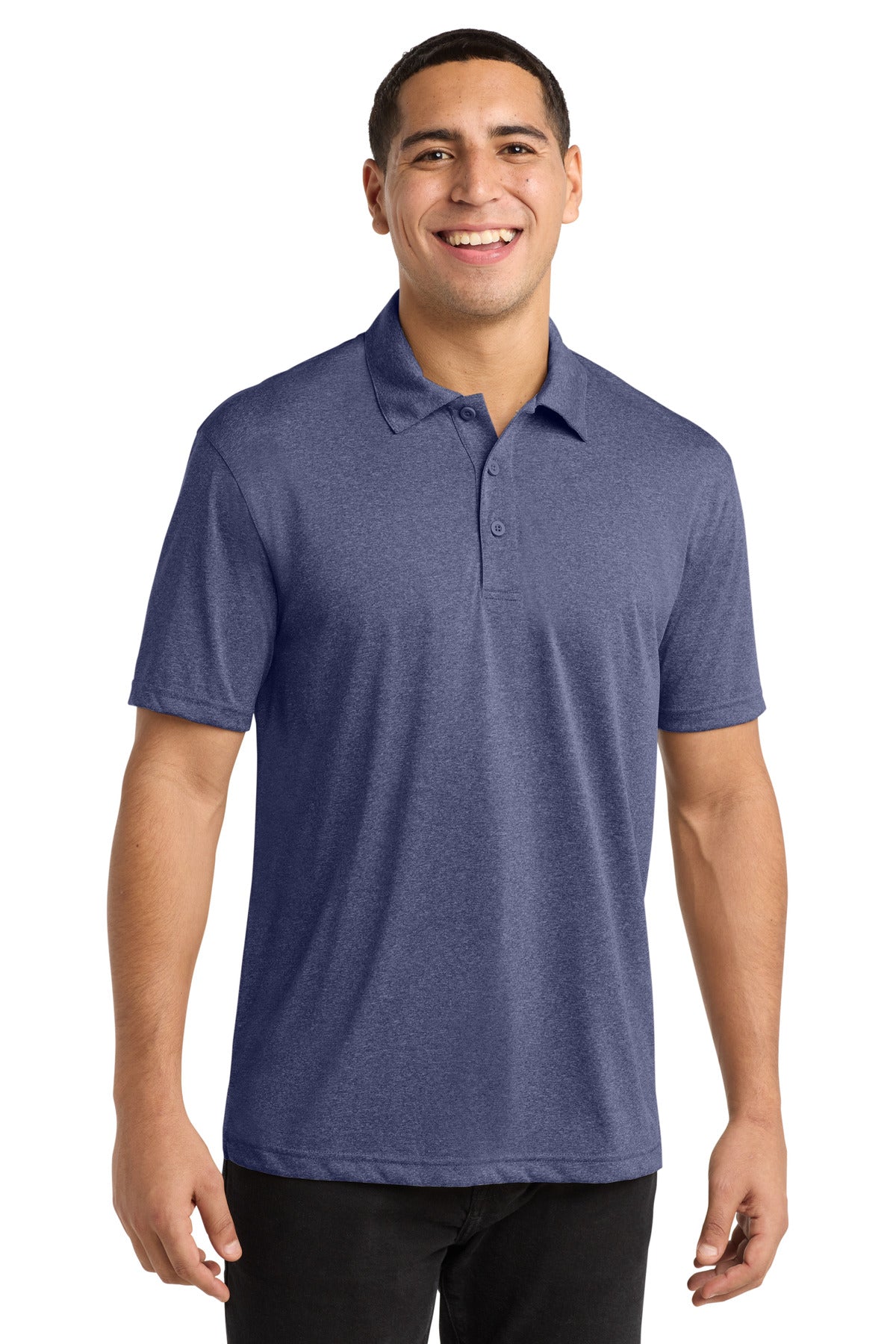Custom True Navy Heather Heather Contender Polo ST660, personalized by SanCanDo Swag in Argyle, TX