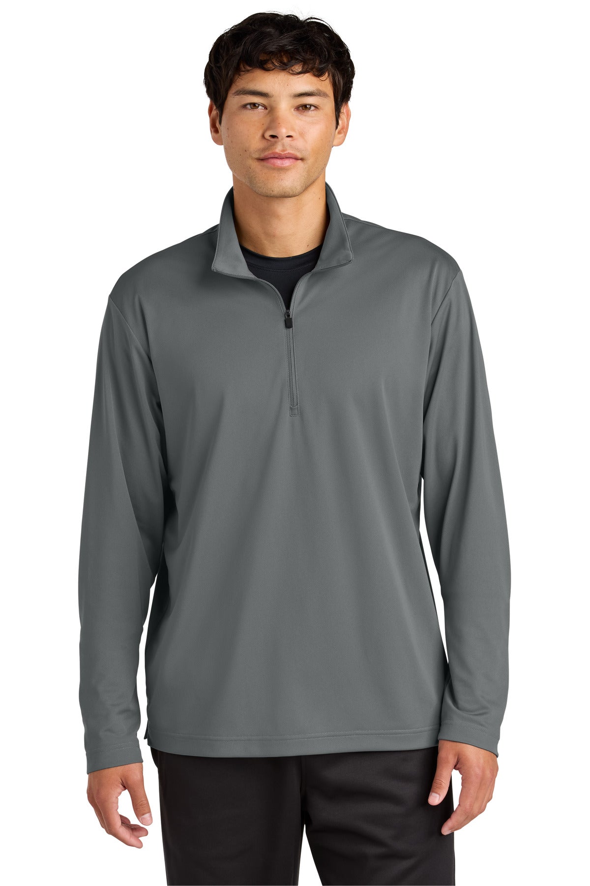 Custom Grey Concrete Micropique Sport-Wick 1/4-Zip ST672, personalized by SanCanDo Swag in Argyle, TX