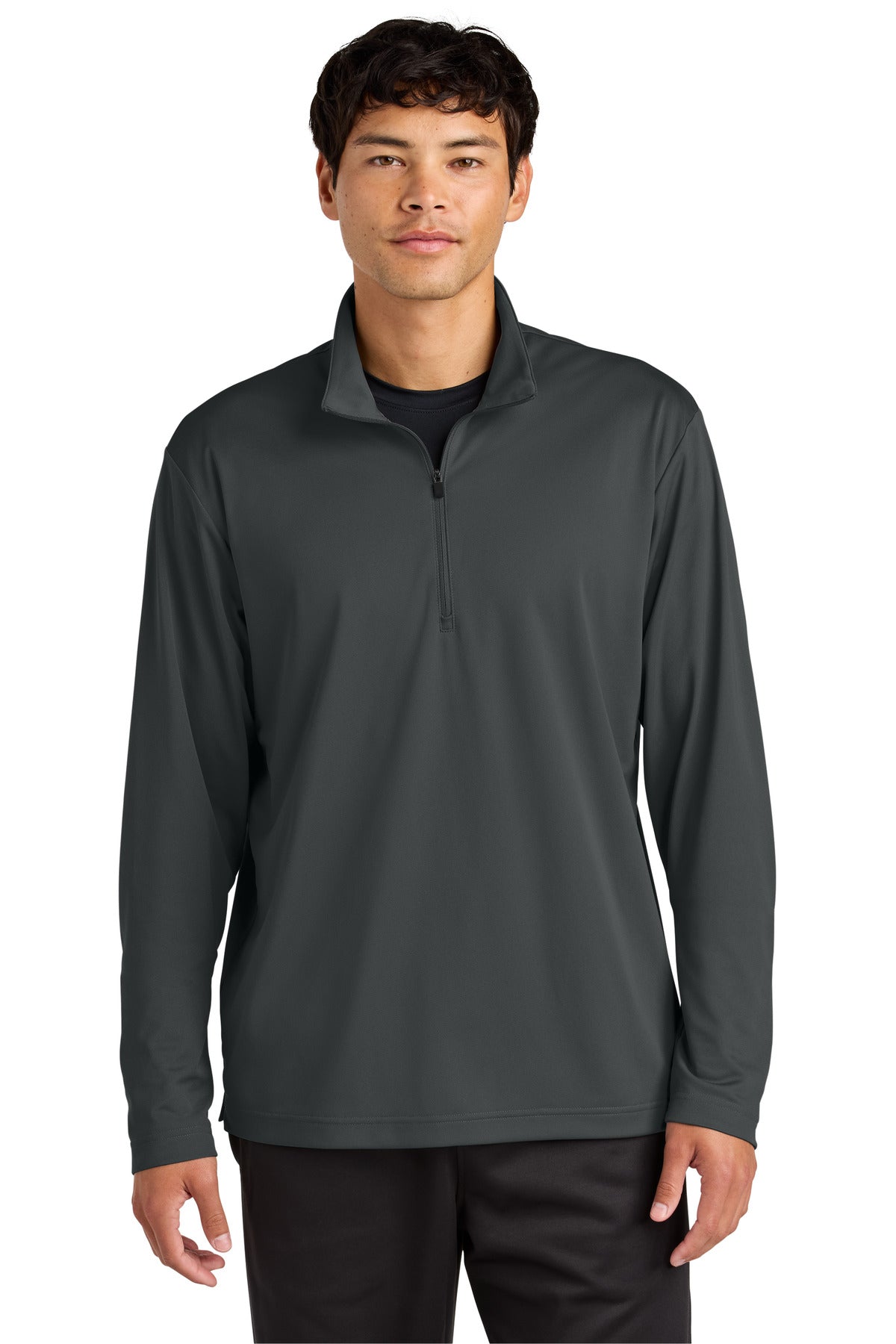 Custom Iron Grey Micropique Sport-Wick 1/4-Zip ST672, personalized by SanCanDo Swag in Argyle, TX