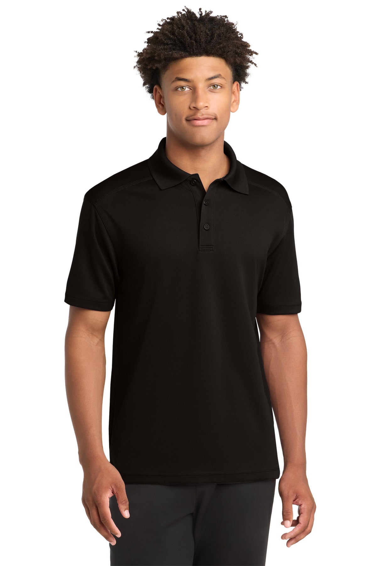 Custom Black PosiCharge Micro-Mesh Polo ST680, personalized by SanCanDo Swag in Argyle, TX